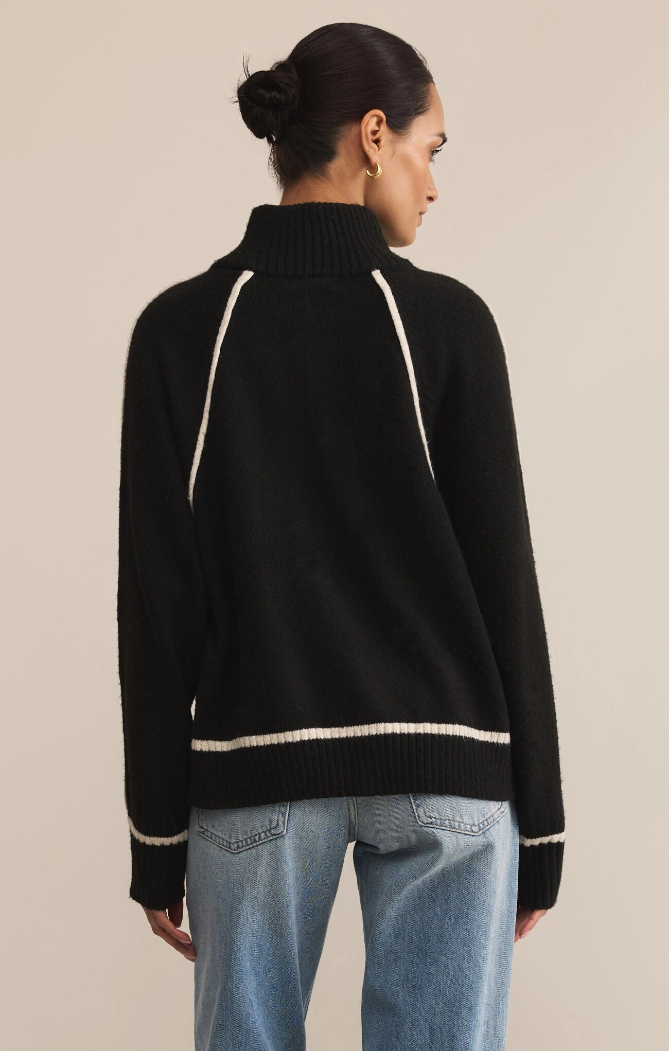 Z Supply Alps Half Zip Sweater in Black Classic Style