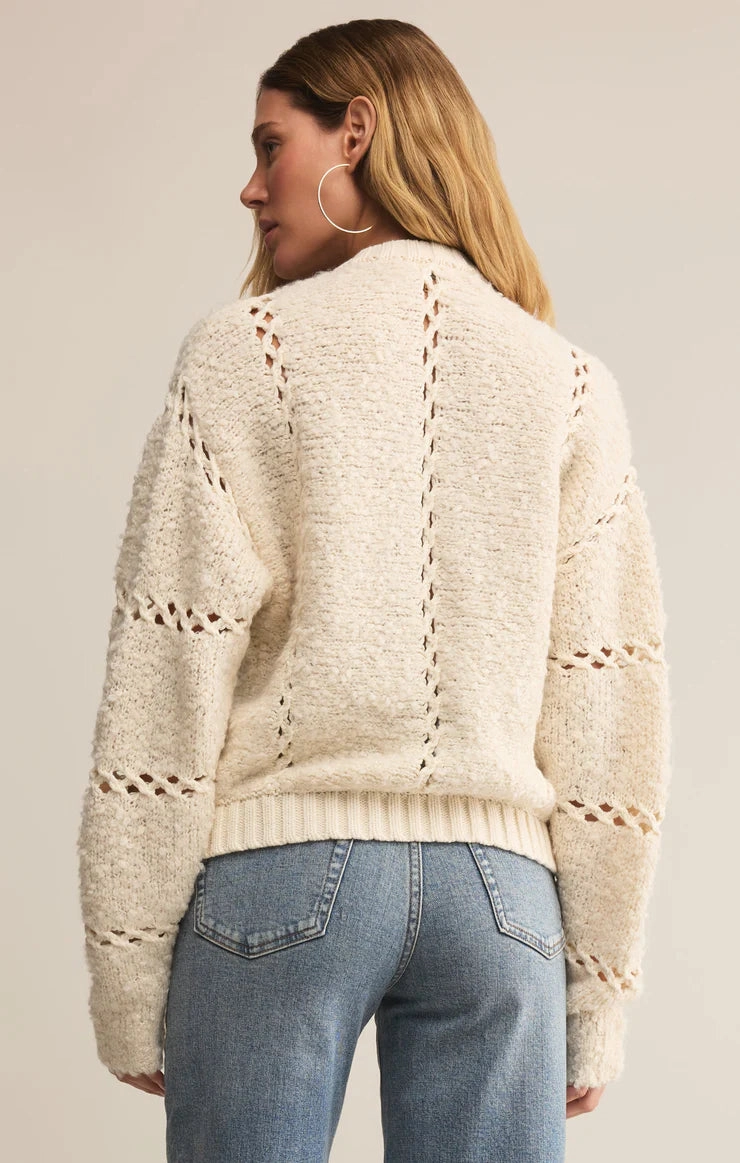 TonalStitching casual top Z Supply Sundance Zip-Up Sweater Jacket in Crystal