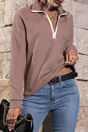 ZIP UP NECK CASUAL TOP Sporty T-shirt