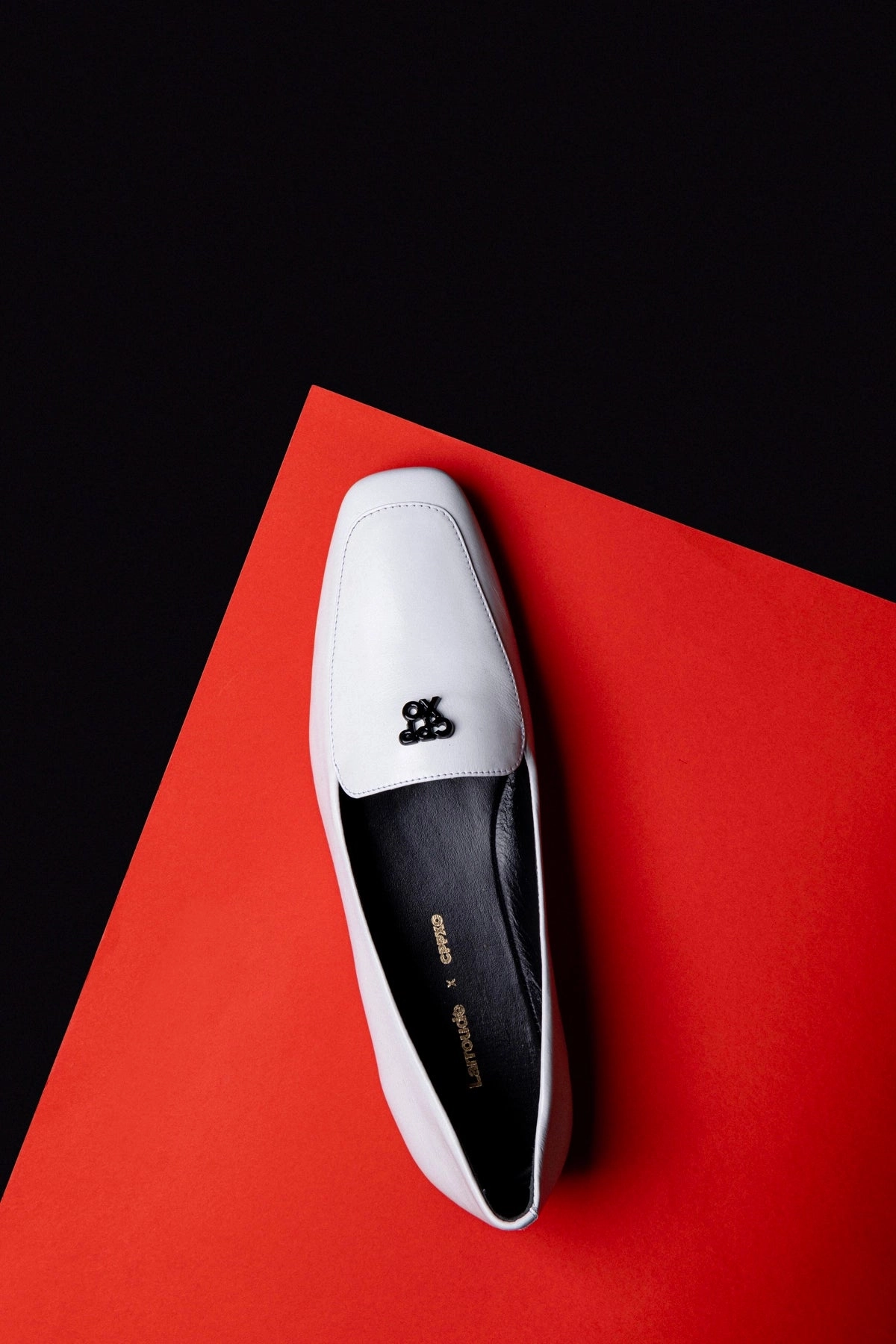 Larroud x CPPXO Loafer In White Leather Pack Safe Stretch Fabric Travel Light