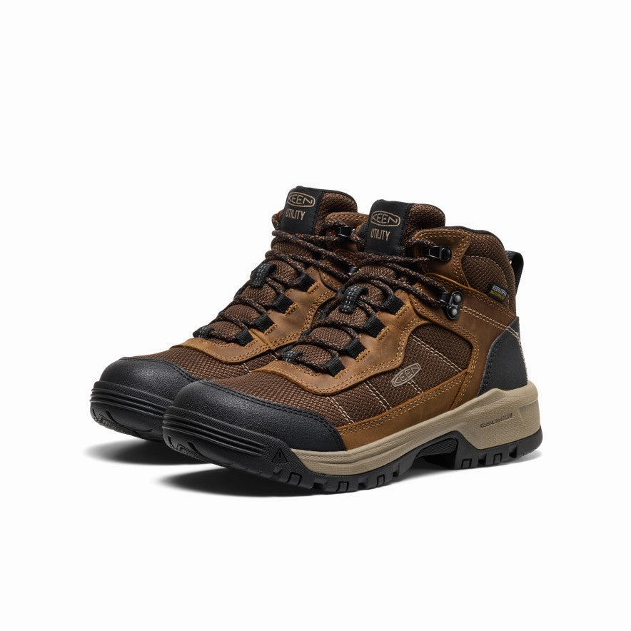 Mud Resistant Trail Exploration Women's Skokie Waterproof Work Boot (Soft Toe)  |  Bison/Black