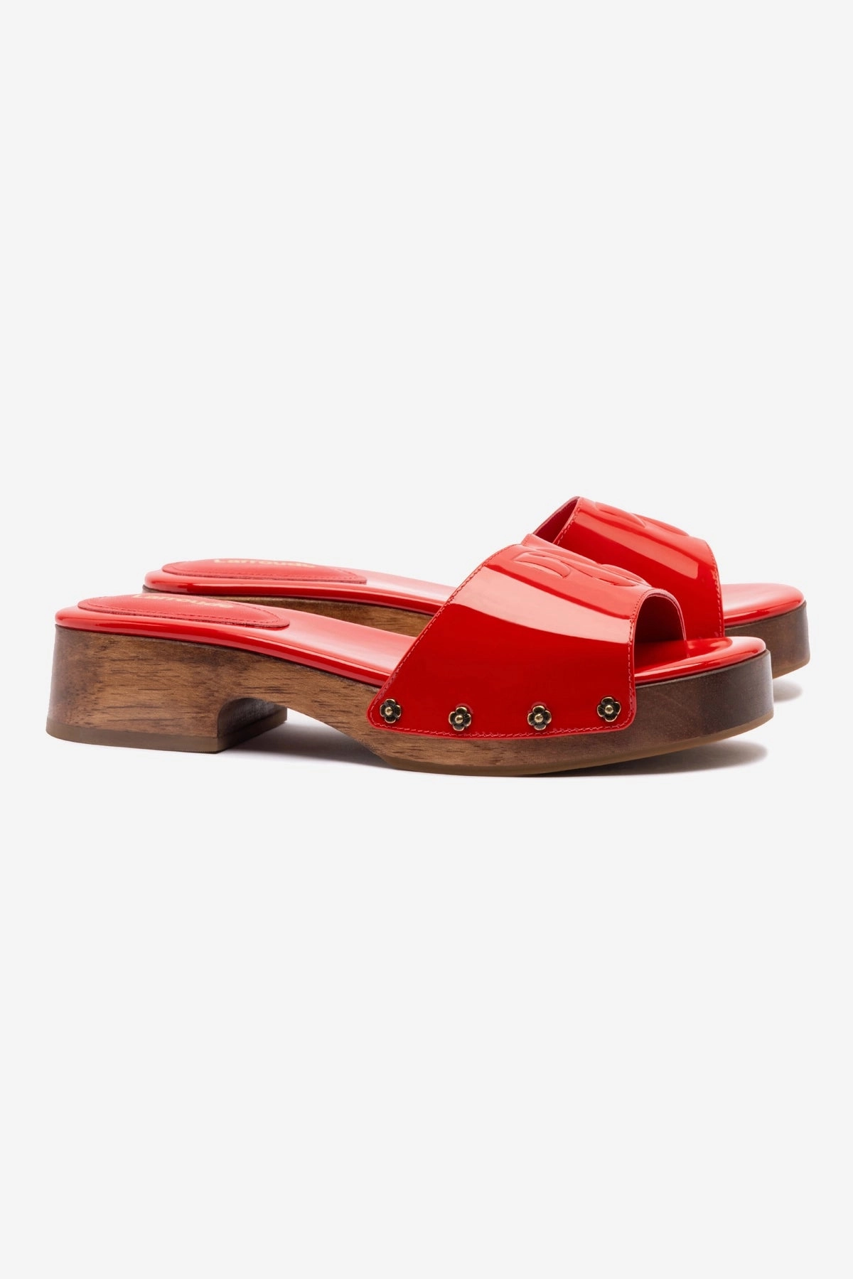 Zuzi Mule In Scarlet Patent Leather Breathable Lining Abrasion Resistant Material
