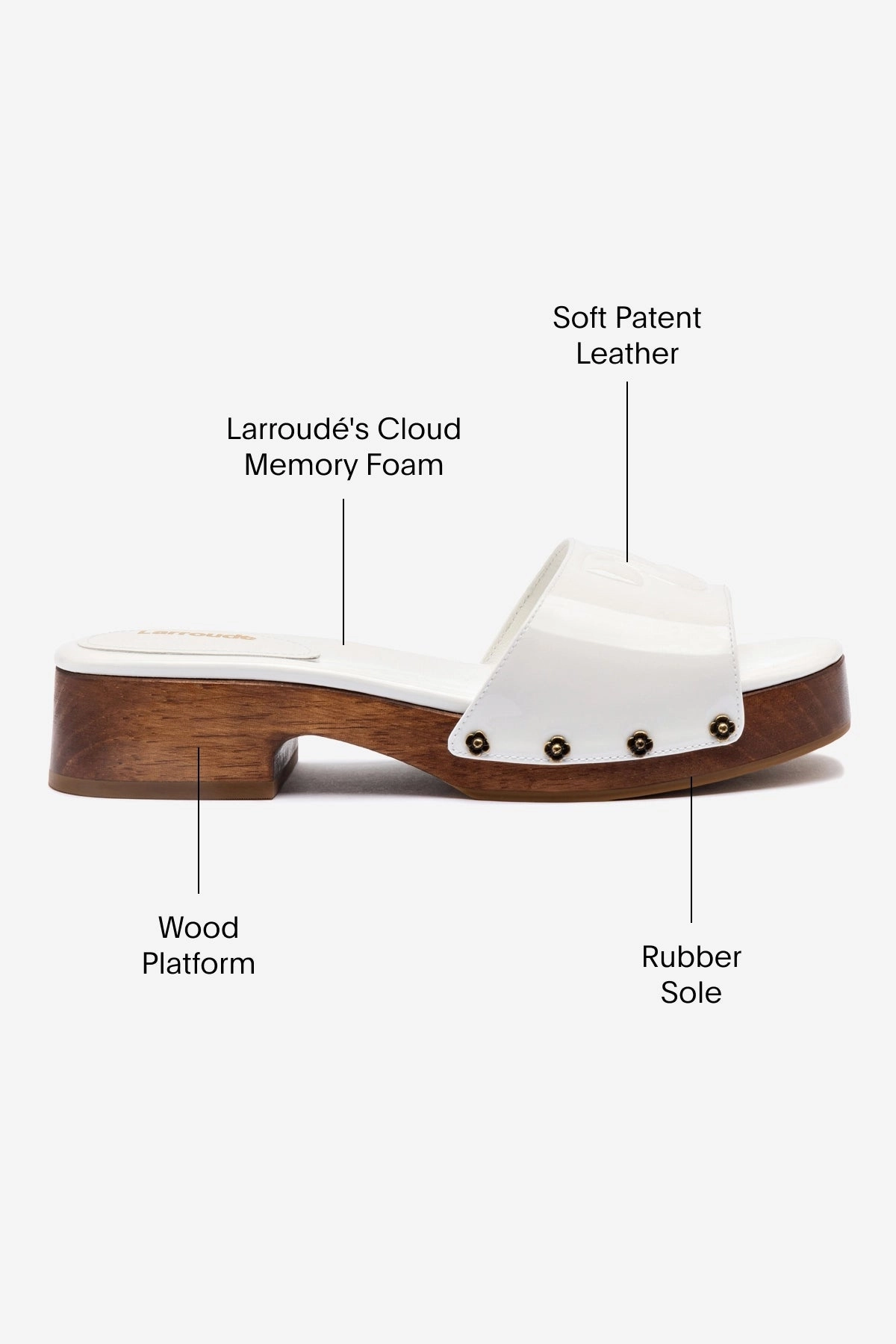 Zuzi Mule In White Patent Leather Airflow channels